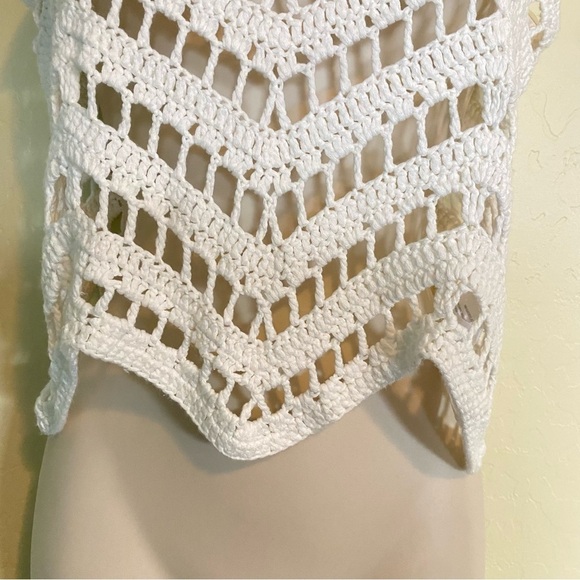 Crotchet Knit Cream Boho Festival Tank Top Size Small S - Picture 8 of 15
